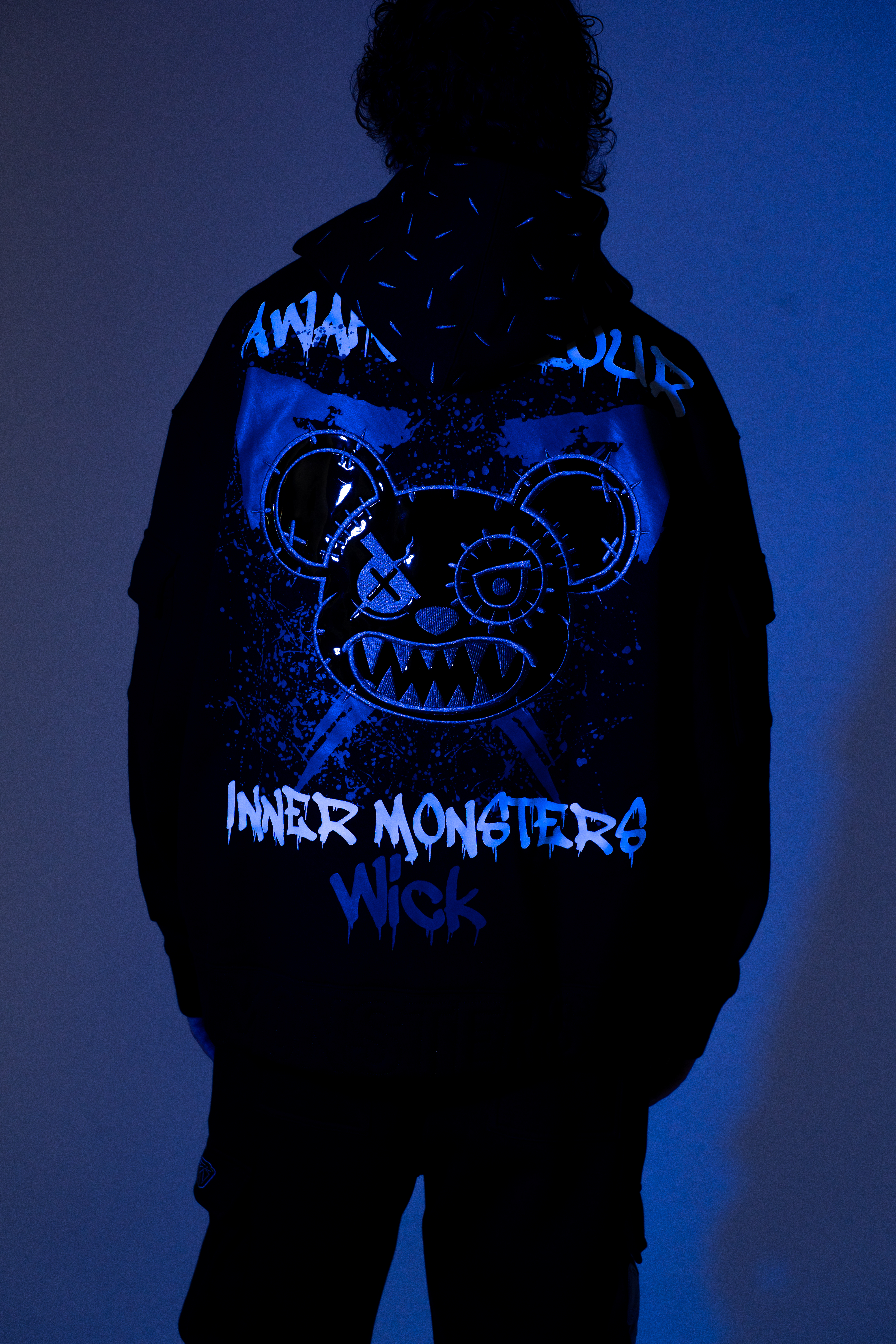 Neon ICE UV shoot — Inner Monsters hoodie